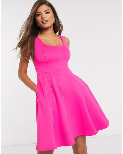 Ted Baker Pink Lohanna Scooped Neck Neoprene Skater Dress