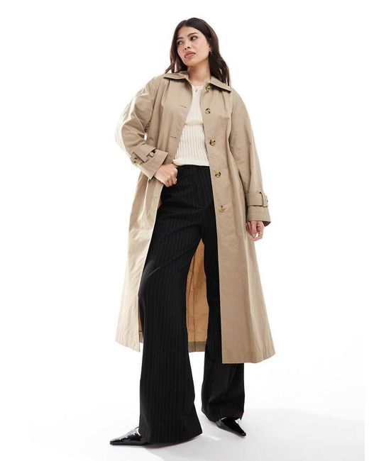 Mango White Relaxed Oversized Trench Coat