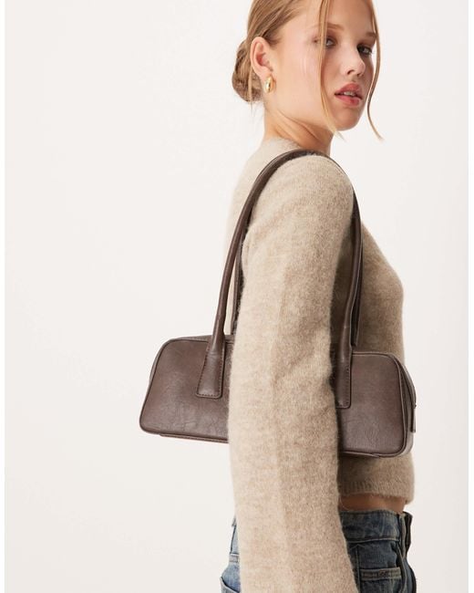 Gina Tricot Brown Small Bowling Two Handle Shoulder Bag