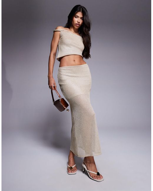 Jupe longue d'ensemble en maille à reflets s ASOS en coloris Gray