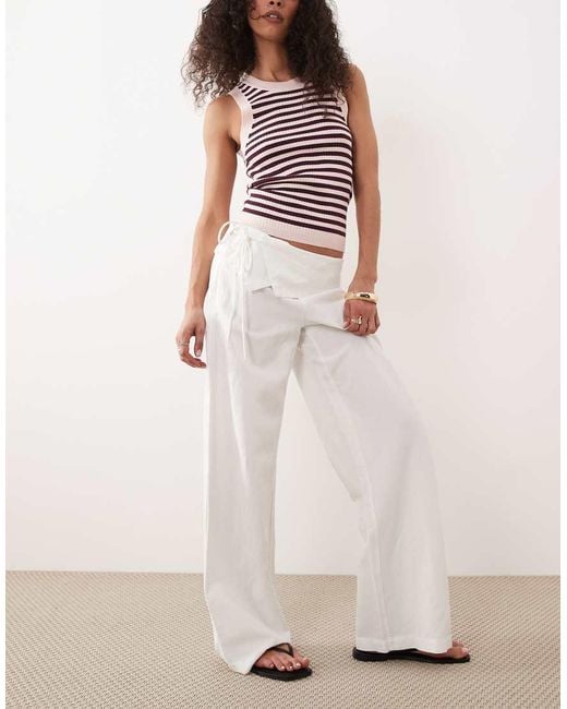 Mango Pink Teen Folded Waist Straight Trouser