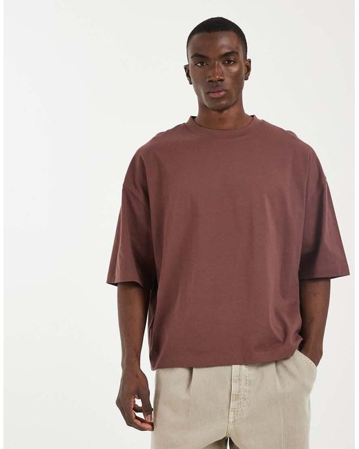 ASOS Brown Boxy Oversized T-shirt With Food And Drink Graphic for men