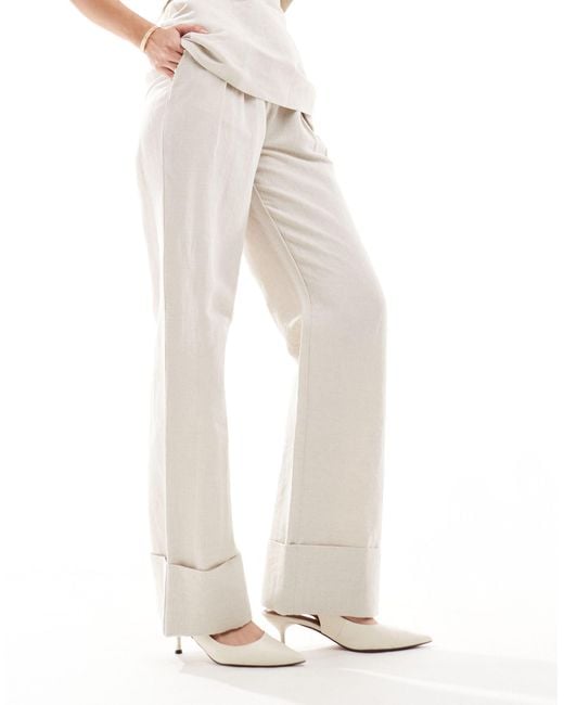 Pretty Lavish White Linen Blend Wide Leg Trouser Co-ord