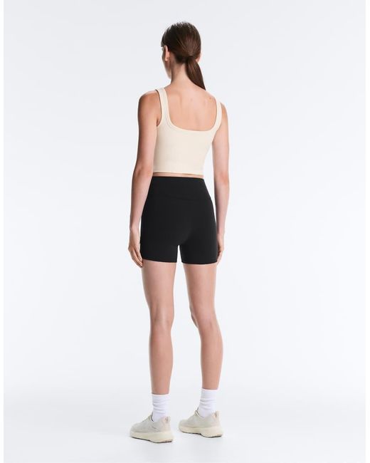 Oysho Black Square Neck Rib Modal Blend Tank Top