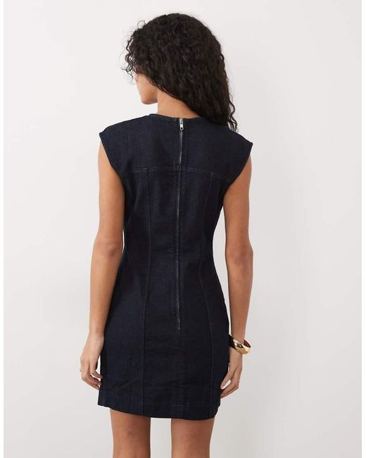 Mango Blue Short Sleeve Denim Mini Dress