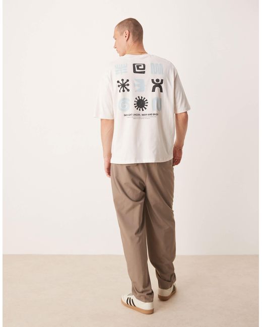 SELECTED Natural Oversized T-shirt With Back Print for men