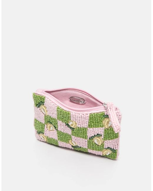 Portafoglio Rosa Con Zip E Perline di Pull&Bear in Green