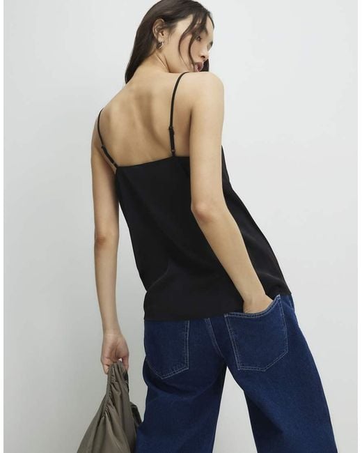 River Island Blue Satin Lace Trim Cami Top