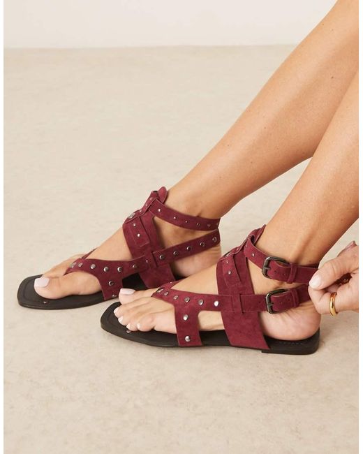 Sandalias Burdeos Planas De Estilo Romano Fiorella De -Rojo ASOS de color Natural