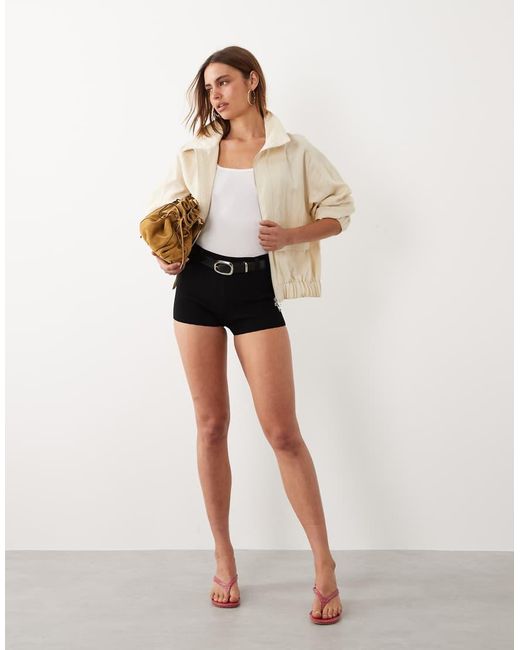 Mango White Starring Hailey Bieber Tailored Mini Shorts