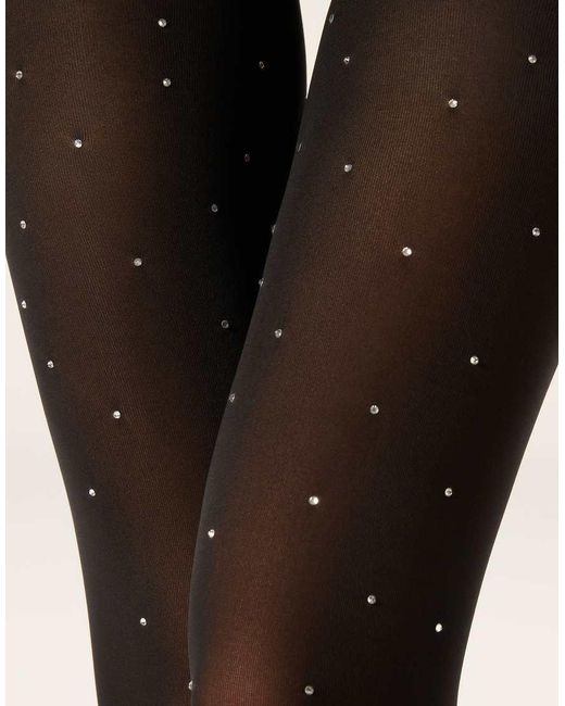 Calzedonia Black All-Over Diamanté Opaque Tights