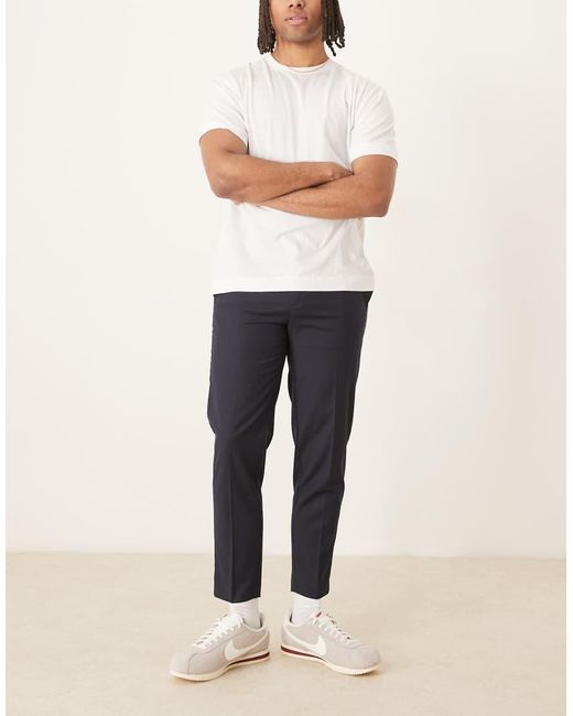ASOS Natural Smart Tapered Trousers With Side Piping for men