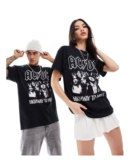 T-shirt unisex nera con stampa della band "ac/dc" su licenza di ASOS in Black