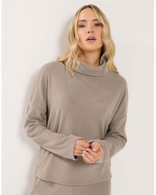Long Tall Sally Natural Ribbed Roll Neck Top