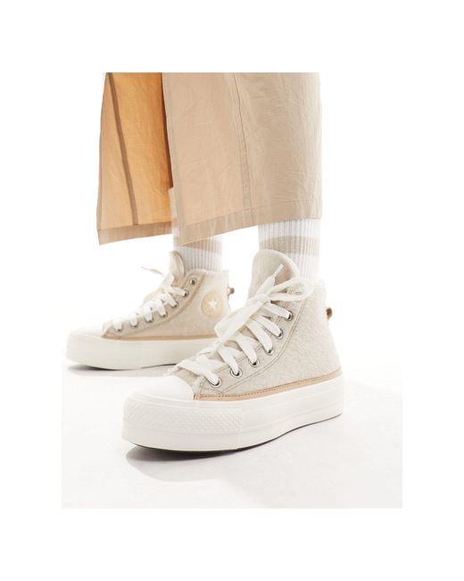 Converse White Chuck Taylor All Star Lift Hi Wool Trainers