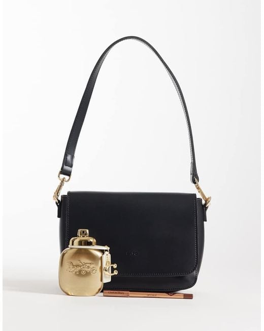 PASQ Black Flap Top Cross Body Bag