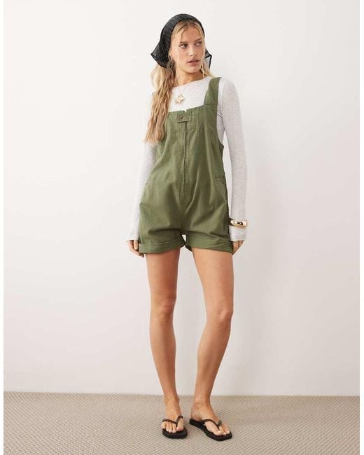Free People Green Jude Chuck On Playsuit