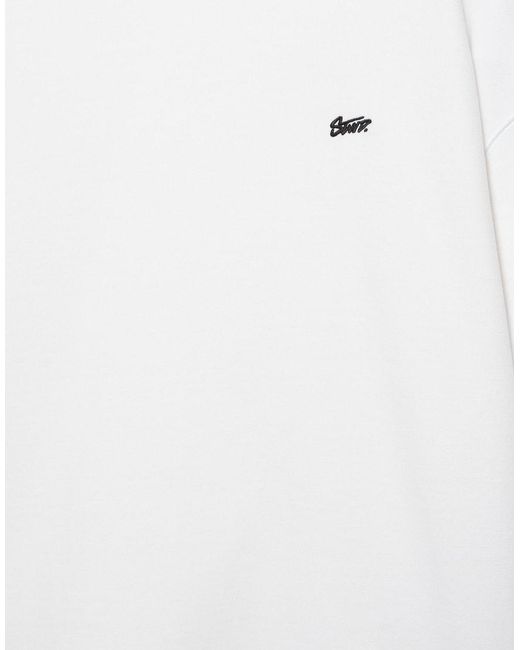 Pull&Bear Brown Short Sleeve Logo Heavyweight T-shirt for men