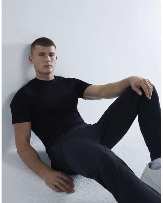 River Island Black 3Pk Muscle Fit Short Sleeve T-Shirt for men