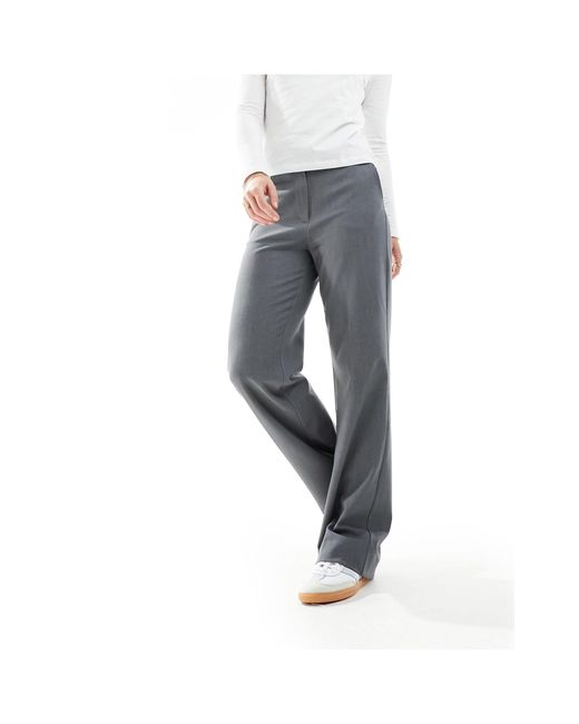 Pantaloni dritti grigi con zip laterale di Mango in Blue