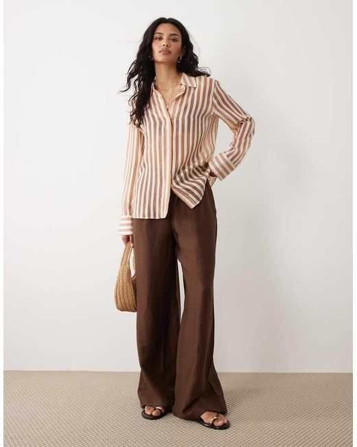 Mango Brown Sheer Oversized Shirt