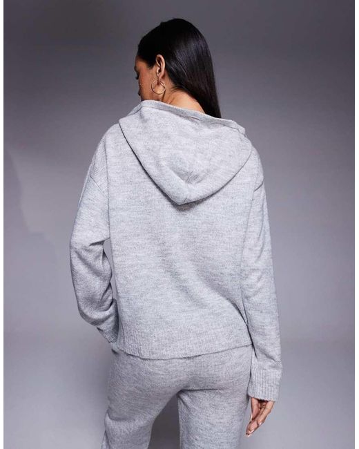 ASOS Gray Weekend Collective Co-ord Knitted Hoodie With Varsity Graphic