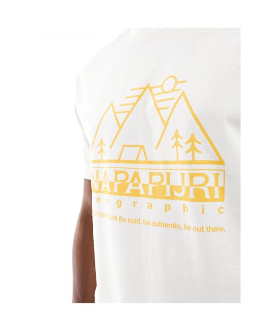 Napapijri White Faber Mountain Graphic T-shirt for men