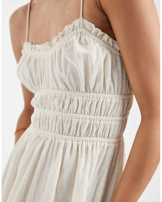 ASOS White Faith Beach Shirred Maxi Sundress