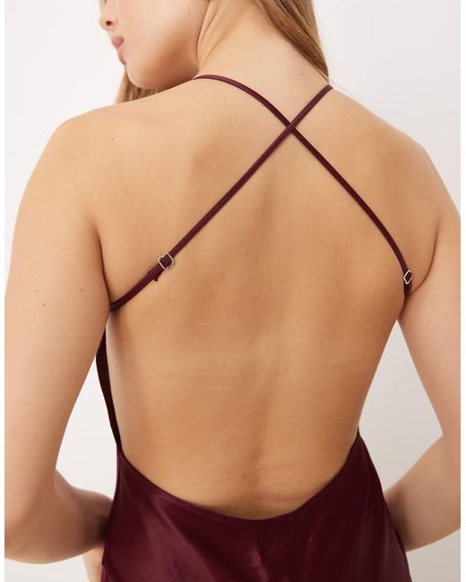 ASOS Pink Satin Seam Detail Maxi Dress