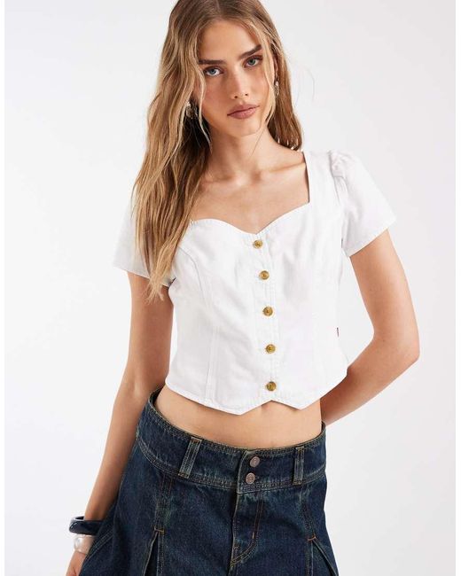 Levi's White Short Sleeve Denim Top