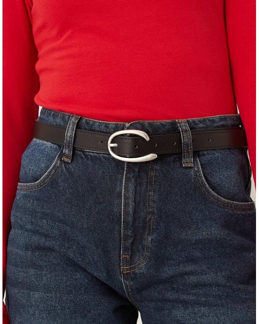 Gina Tricot Blue Belt With Silver Statement Buckle