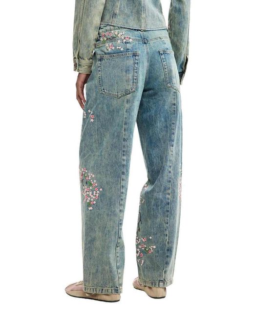 Desigual Blue Floral Jeans