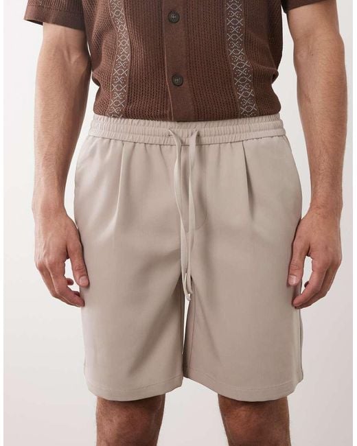 Only & Sons Natural Pull On Pleated Shorts for men