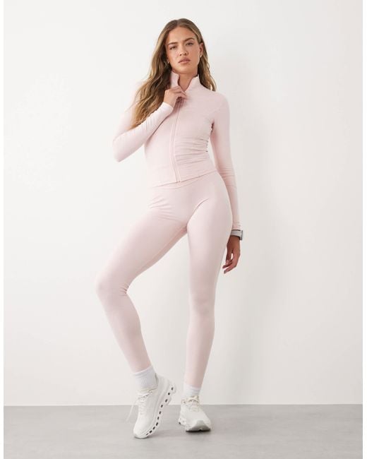 BO+TEE Pink Soft Active Zip Up Seamless Jacket