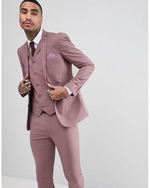 Rudie Pink Wedding Pastel Skinny Fit Suit Jacket for men