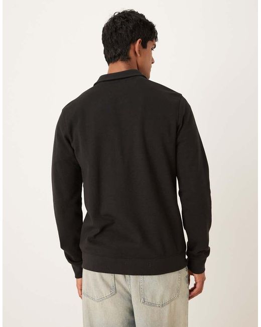 Sobrecamisa Negra De Manga Larga De Mezcla De Algodón De Threadbare de hombre de color Black