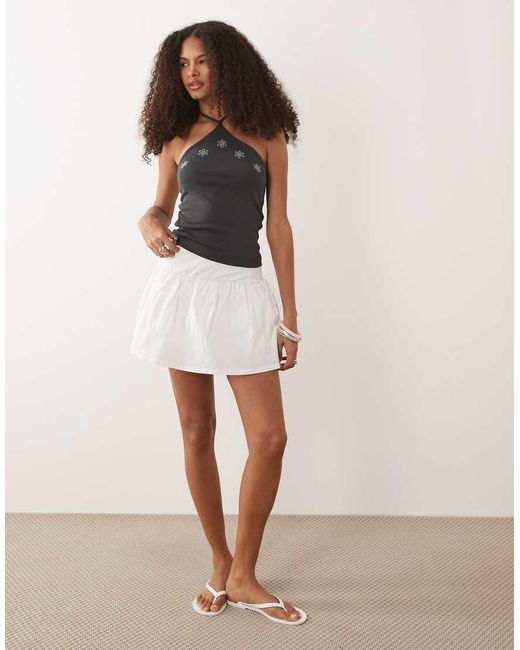 ASOS Brown A-line Poplin Layered Skort