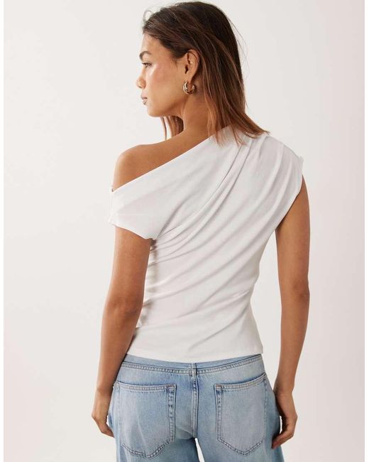 Mango White Asymetric Sleeveless Top