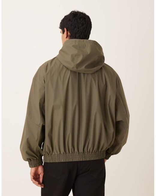 ASOS Green Oversized Hooded Rubberised Jacket for men