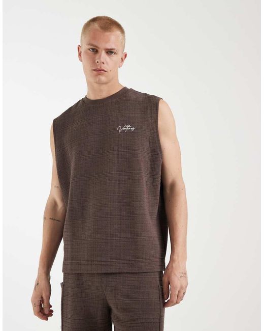 ASOS Brown Heavyweight Oversized Tank With Text Graphic for men