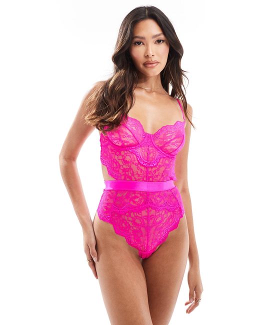 Ann Summers Pink Hold Me Tight Lace Underwired Bodysuit