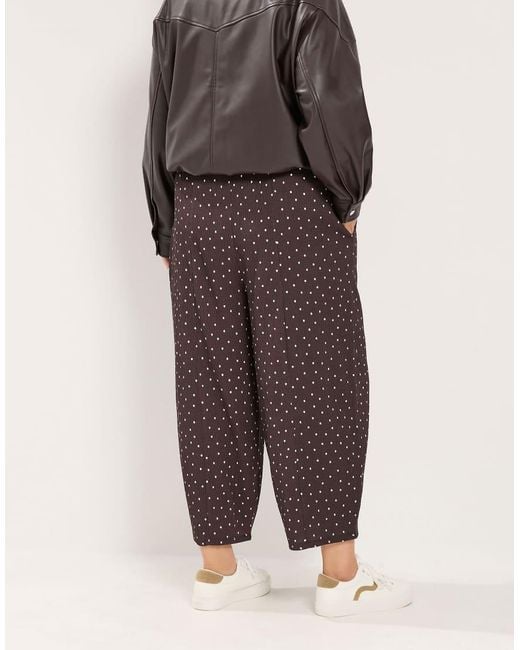 Yours Clothing Brown Polka Dot Barrel Trousers