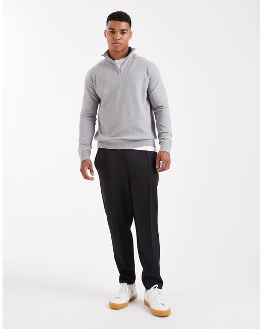 Threadbare Gray 1/4 Zip Knit Sweater for men
