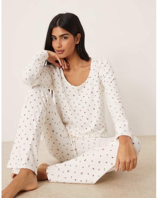 Hollister White Gilly Hicks Lace Trim Waffle Long Sleeve Crop Top