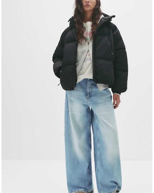 Pull&Bear Gray Puffer Jacket With Hood