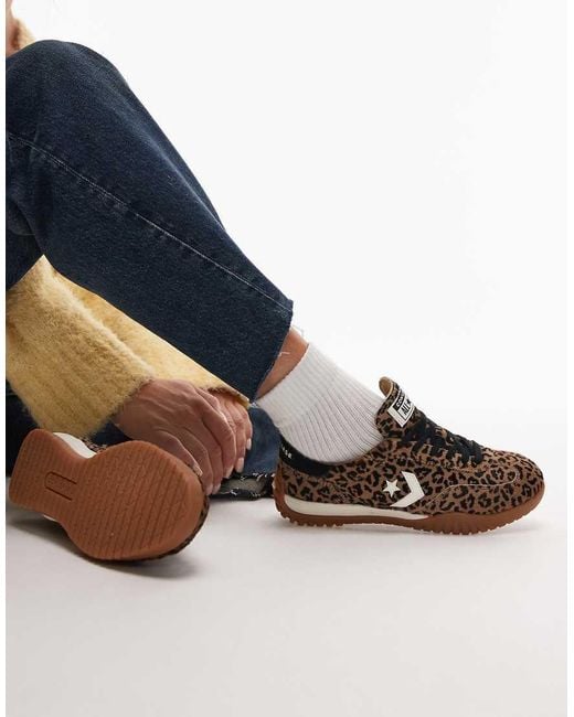 Zapatillas De Deporte Con Estampado De Leopardo De Pelo De Potro Run Star De Converse de color Blue