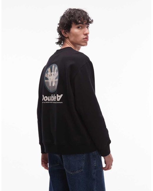 DOUBLE A by WOOD WOOD Blue James Crew Neck Sweatshirt for men