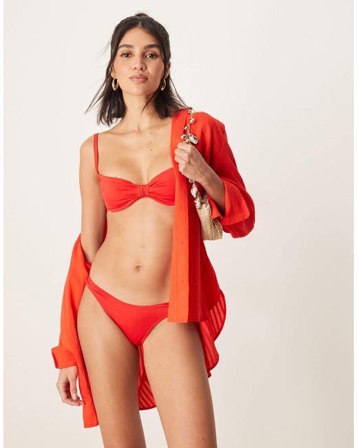 Free Society Red Knot Front Underwire Bikini Top
