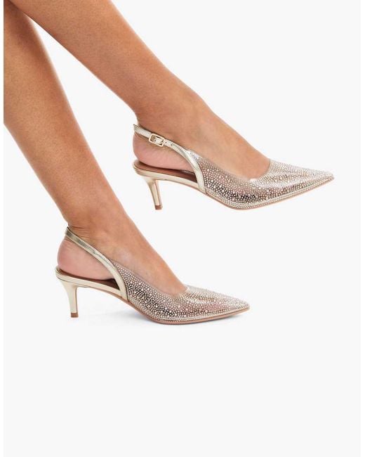 Carvela Kurt Geiger White Lovebird Rhinestone-Embellished Vinyl Slingback Courts