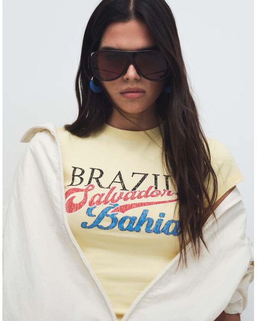 ASOS White Shrunken Tee With Brazil Bahia Graphic